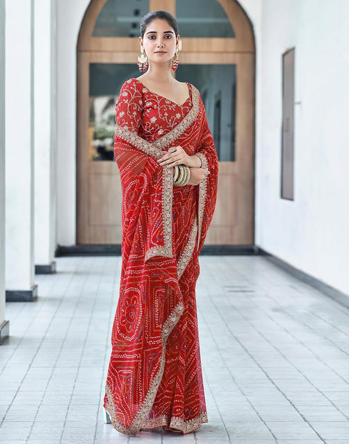Vasthrlay Embroidery Georgette Unstitched Sky Blue Saree