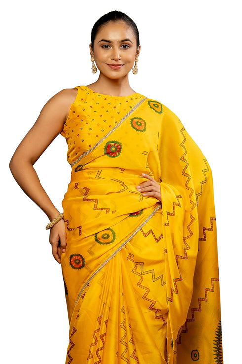 Vasthrlay Fashion Georgette Dark Multicolor Ethnic Wear