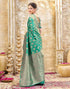 Vasthrlay Womens Weaving Mint Green | Gold Saree With Unstitched Blouse Piece