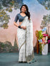 Vasthrlay Chanderi Printed Unstitched Off White Saree