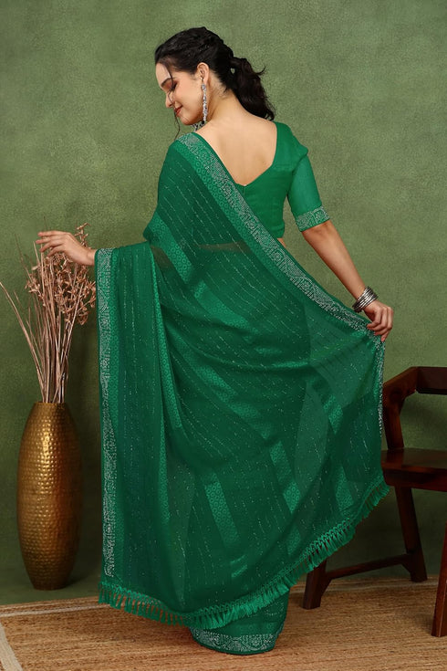 Vasthrlay Fashion Georgette Stripes Navy Ethnic Wear