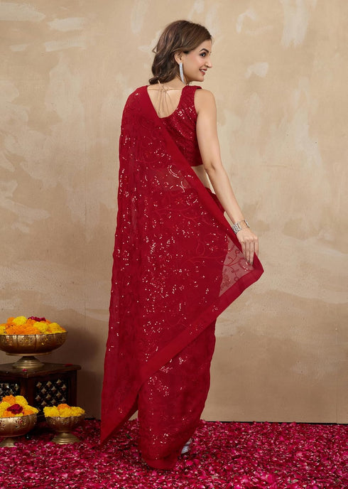 Vasthrlay Georgette Embroidery Worksaree Black Ethnic Wear