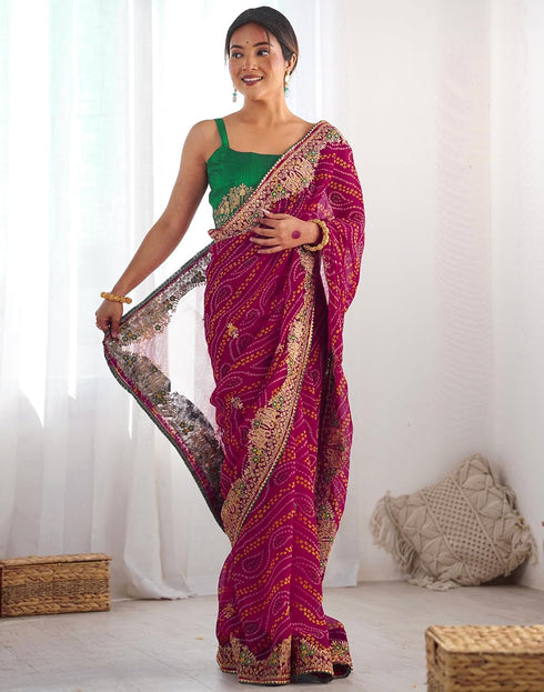 Vasthrlay Georgette Embroidery Red1 Red Saree