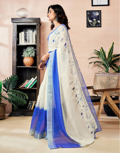 Vasthrlay Womens Printed Unstitched Olive Green Saree