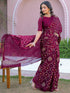 Vasthrlay Chiffon Printed Unstitched Teal Saree