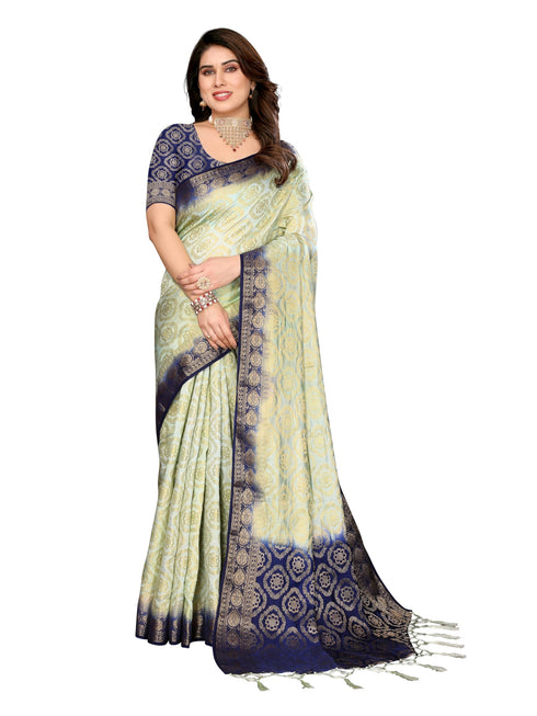 Vasthrlay Gold Banarasi Unstitched Saree