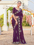 Vasthrlay Georgette Embroidery Dark Saree