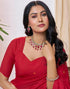 Vasthrlay Womens Sequence Red Saree With Unstitched Blouse Piece