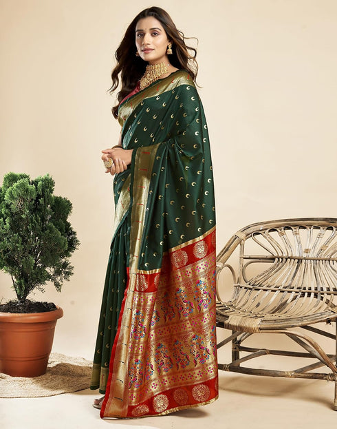 Vasthrlay Paithani Jacquard Dark Purple Saree With Unstitched Blouse Piece