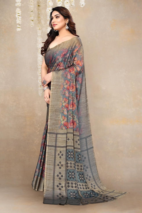 Vasthrlay Fashion Chiffon Georgette Beige Ethnic Wear