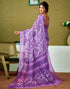 Vasthrlay Womens Cotton Printed Purple Saree With Unstitched Blouse Piece