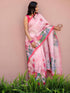 Vasthrlay Shimmer Printed Unstitched Light Green Saree