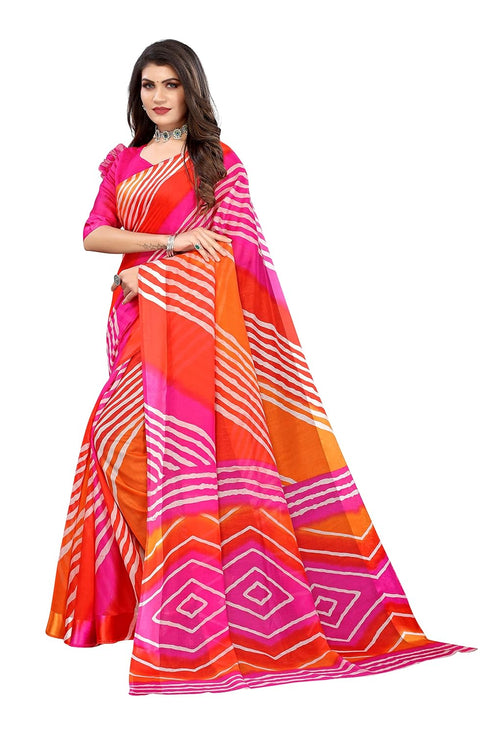 Vasthrlay Printed Rashmika Pink Free Ethnic Wear