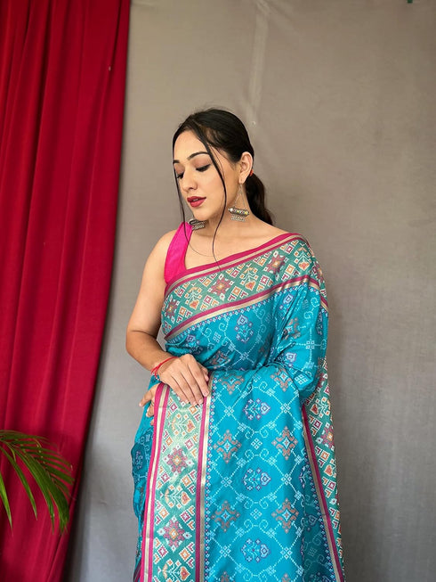 Vasthrlay Kanjivaram Patola Unstitched Ethnic Wear