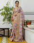 Vasthrlay Womens Striped Unstitched Dusty Pink Saree