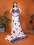 Vasthrlay White3 Womens Linen Ready To Wear Saree