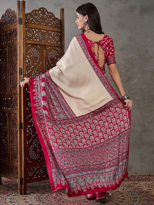 Vasthrlay Georgette Bandhani Orange Saree