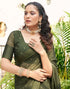 Vasthrlay Chiffon Bandhani Unstitched Olive Green Saree