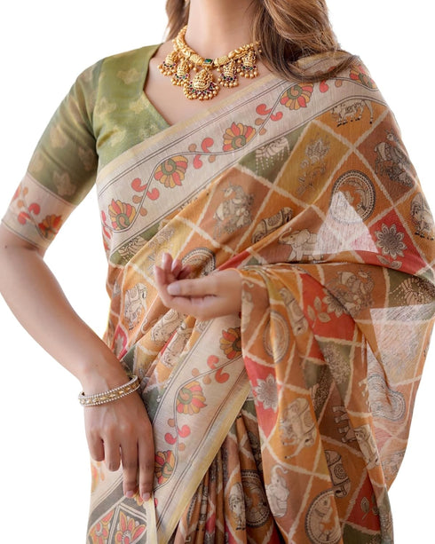 Vasthrlay Handloom Geometric Tassels Saree