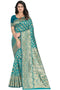 VasthrlayFirozi Green Kanjivaram Saree