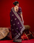 Vasthrlay Embroidery Scalloped Unstitched Maroon Saree