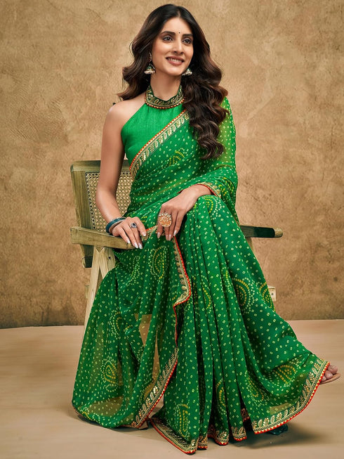 Vasthrlay Georgette Bandhani Red Saree