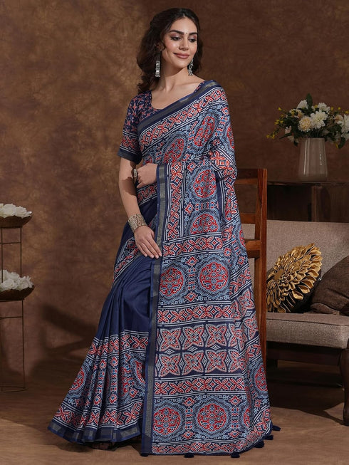 Vasthrlay Weaving Printed Unstitched Dusty Pink Saree