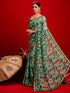 Vasthrlay Chiffon Tassels Unstitched Dark Green Saree