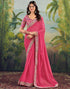 Vasthrlay Embroidery Traditional Pink Saree With Unstitched Blouse Piece