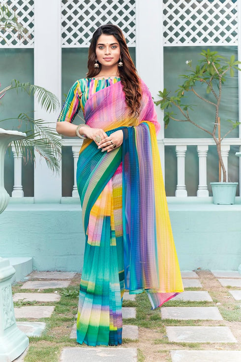 Vasthrlay Georgette Sequence White Ethnic Wear