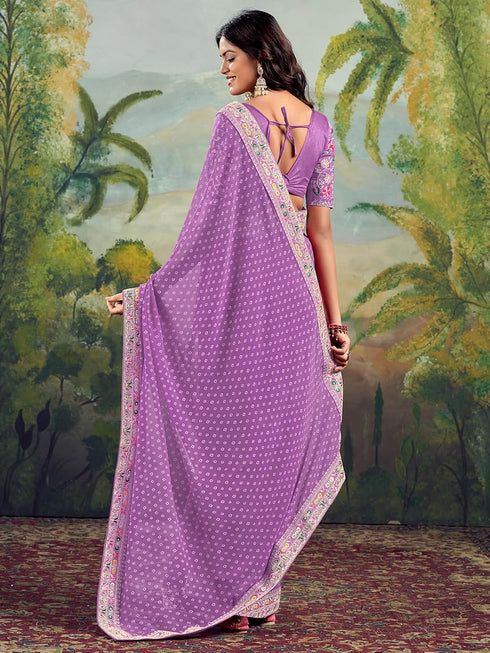 Vasthrlay Georgette Embroidery Rani Saree