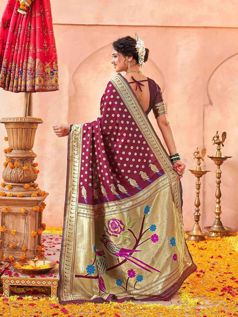 Vasthrlay Weaving Paithani Black Saree
