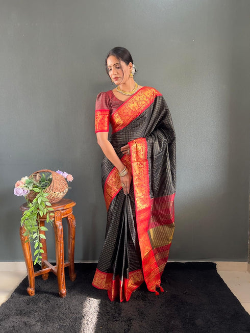 Vasthrlay Kanjivaram Traditional Contrast Included