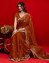 Vasthrlay Georgette Embroidery Unstitched Maroon Saree