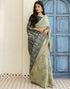 Vasthrlay Banarasi Jacquard Unstitched Teal Saree
