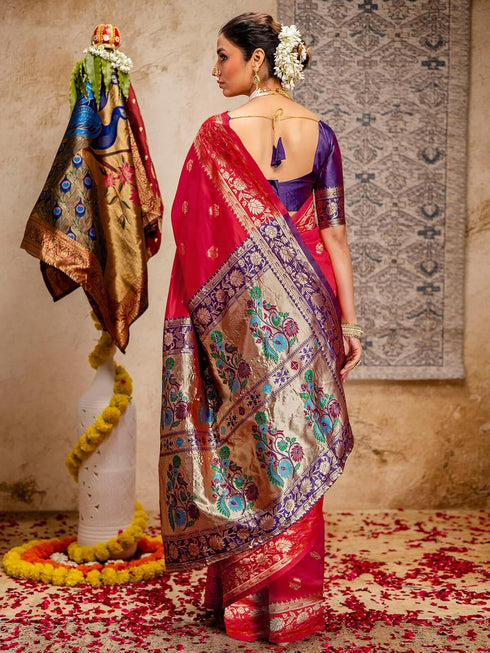 Vasthrlay Weaving Paithani Black Saree