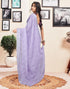 Vasthrlay Printed Striped Unstitched Peach Saree