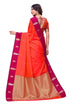 Vasthrlay Banarasi Saree Pure Kanjivaram Silk Pattu Orange Saree With Blouse Piece