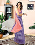 Vasthrlay Chanderi Printed Purple And Grey Saree With Unstitched Blouse Piece