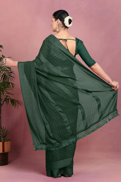 Vasthrlay Fashion Georgette Green Ethnic Wear