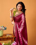 Vasthrlay Weaving Printed Unstitched Maroon Saree