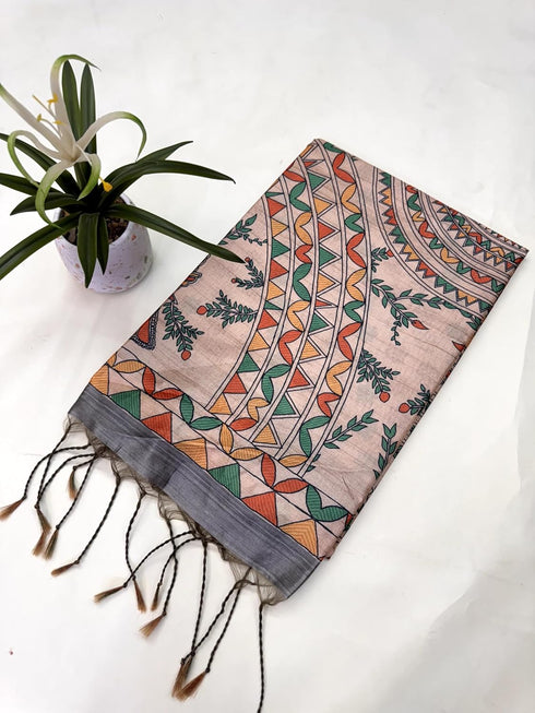 Vasthrlay Kalamkari Beautiful Darkgrey