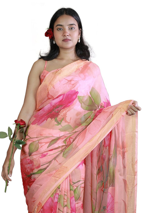 Vasthrlay Fashion Chiffon Geometric Printed Ethnic Wear