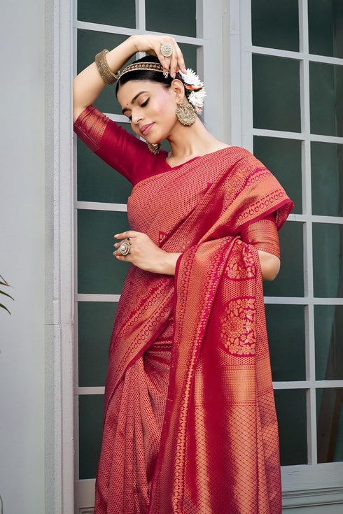 Vasthrlay Banarasi Premium Pink Ethnic Wear