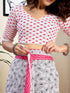 Vasthrlay Womens Printed Grey | Pink Saree With Unstitched Blouse Piece