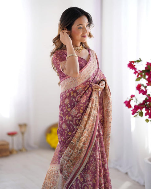 Vasthrlay Handloom Geometric Burgundy Saree