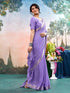 Vasthrlay Chiffon Jacquard Lavender Saree With Unstitched Blouse Piece