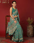 Vasthrlay Georgette Bandhani Unstitched Dark Green Saree