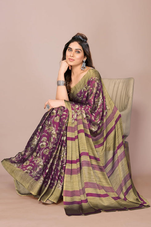 Vasthrlay Fashion Chiffon Printed Navy Ethnic Wear