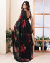 Vasthrlay Georgette Sequence Unstitched Black Saree